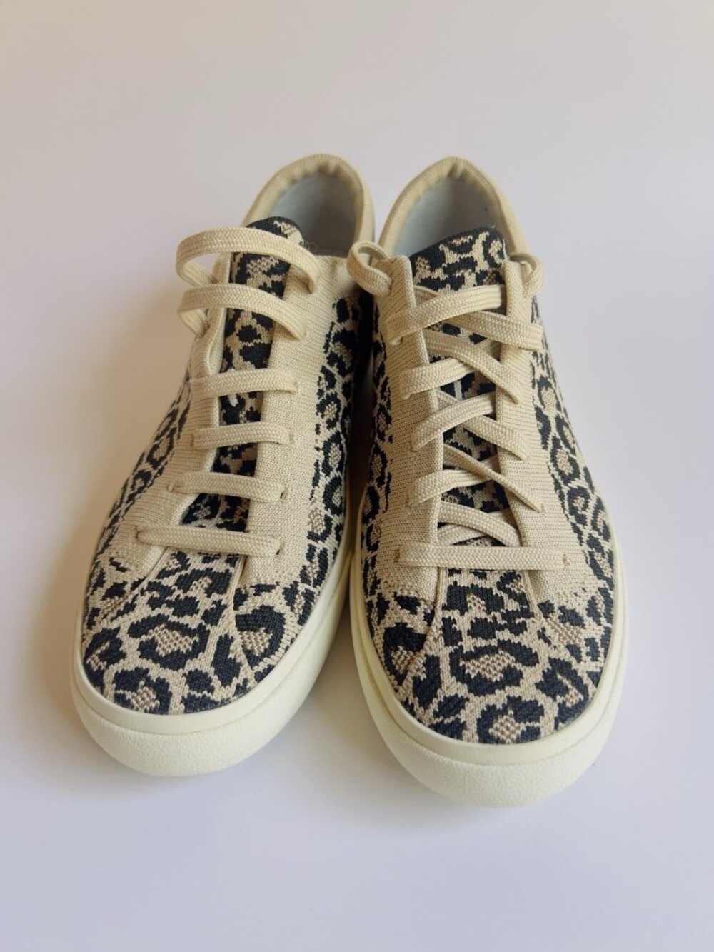 Rothy’s The Lace Up Sneaker Leopard Jacquard Knit Women’s Size 8
